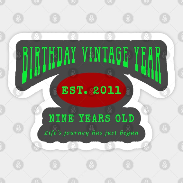 Birthday Vintage Year - Nine Years Old Sticker by The Black Panther